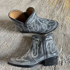 Sterling River cowboy Boots short Grey leather Round Toe Western ankle 10